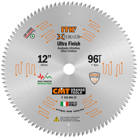 CMT Orange Tools ITK fine finish blade 12in with 96 teeth for ultra-smooth crosscuts.