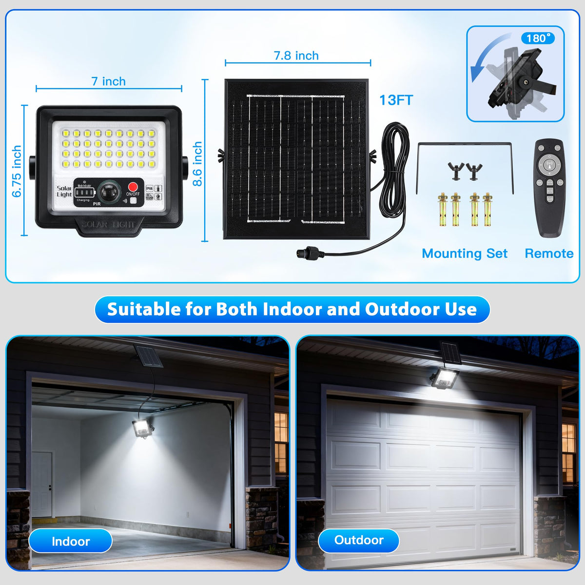 CNOIJUTS 13ft cable enables flexible indoor and outdoor installation.