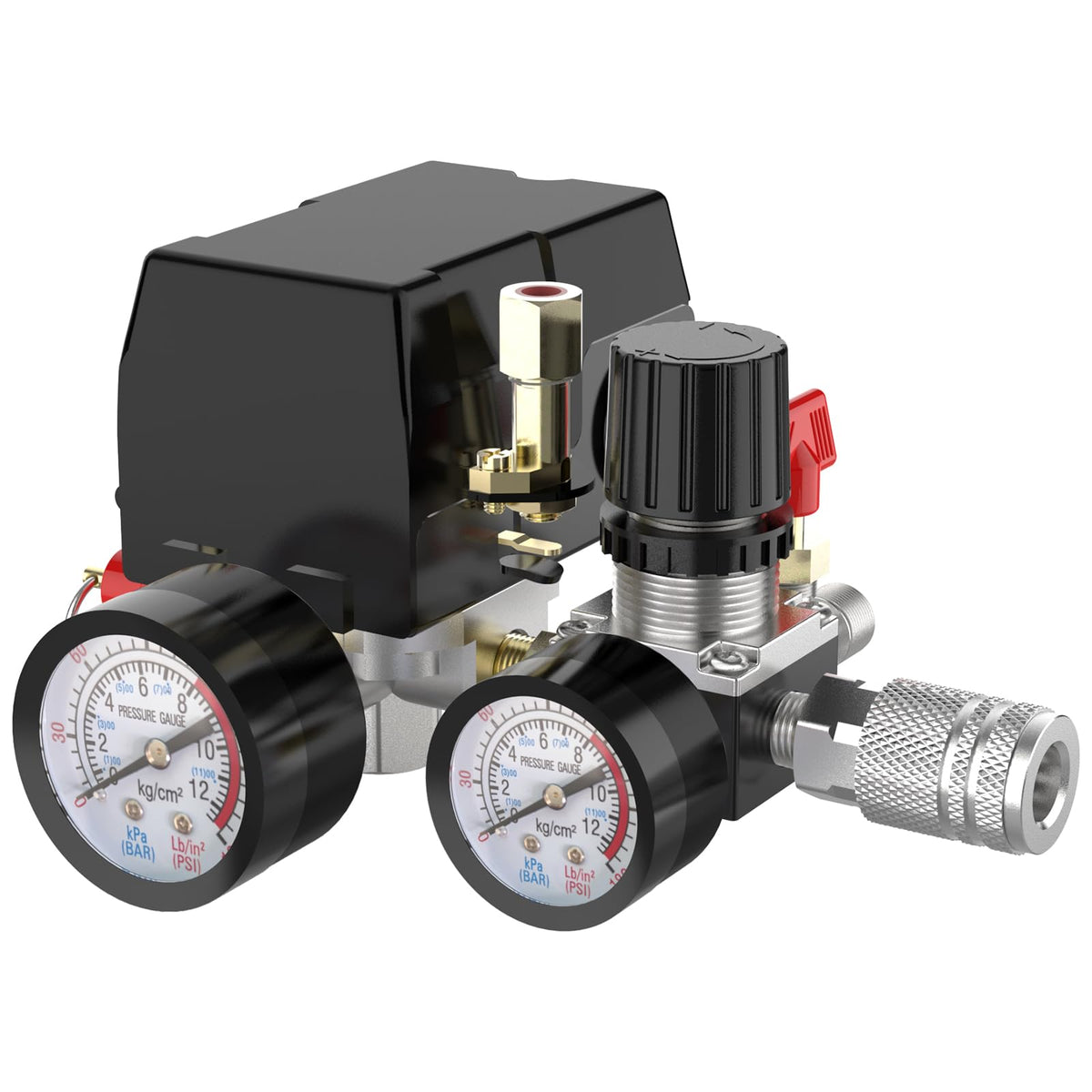 Cnaodun air compressor switch front view for easy pressure control.