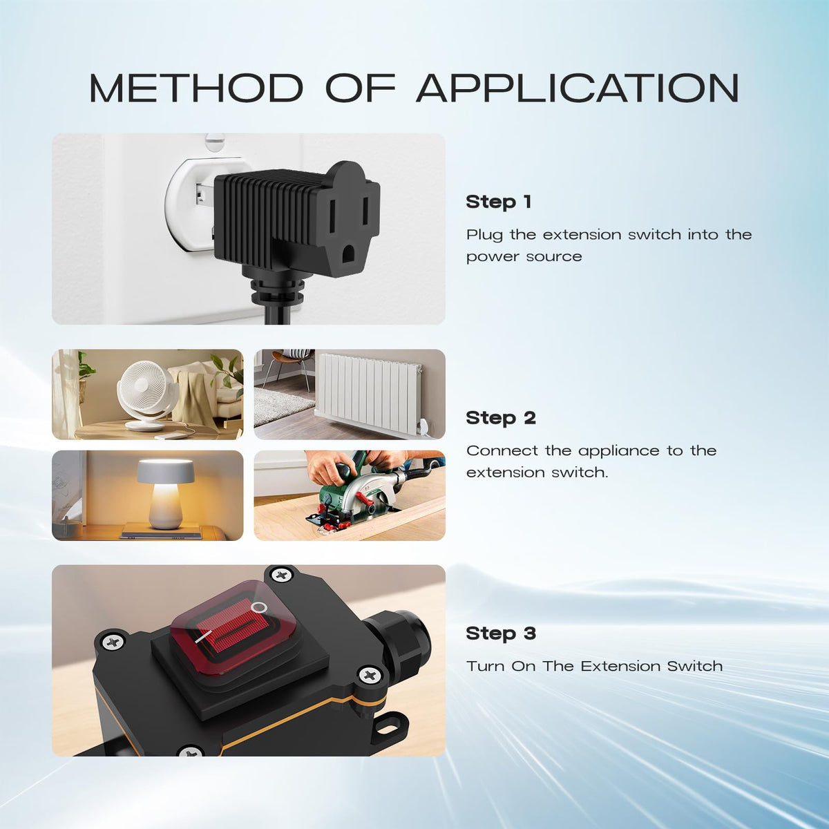 Cnaodun extension cord ideal for office, kitchen, or workshop setups