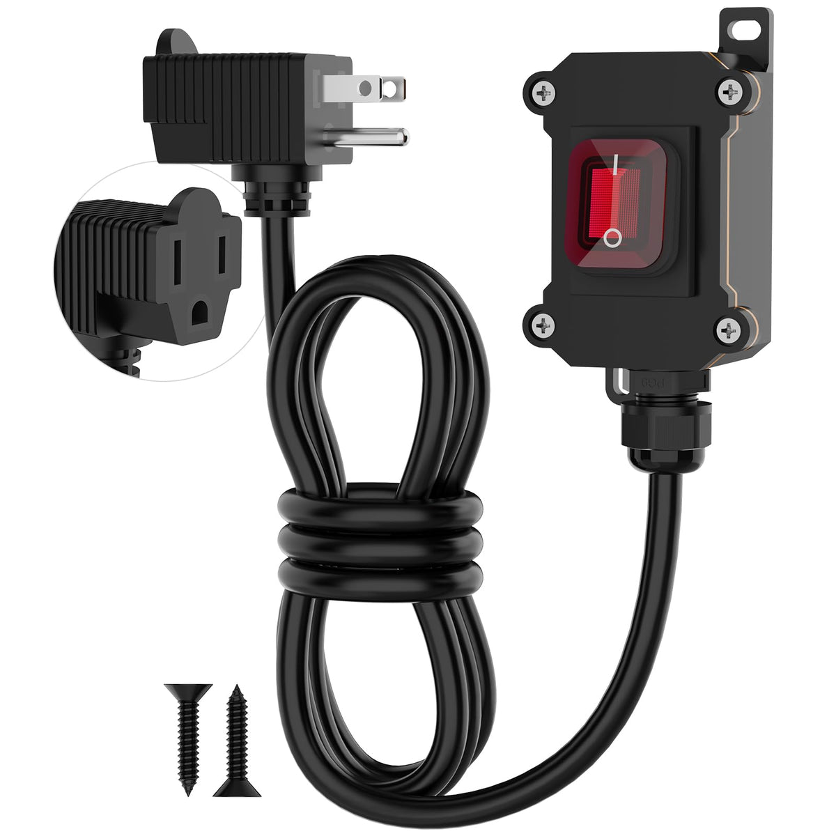 Cnaodun inline cord switch with 4ft 18AWG delivers easy one-touch control for outdoor lights