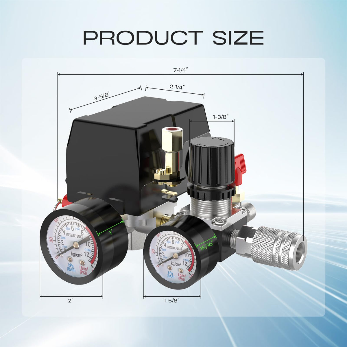 Cnaodun red-knob switch for quick setup and precise cut-in pressure.