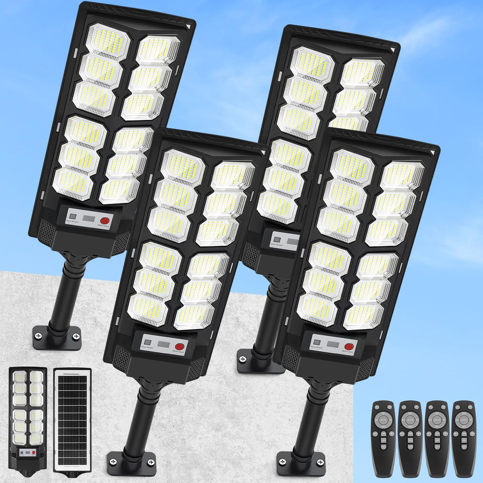 CNOIJUTS 4-pack solar street lights ready for yard and driveway security.