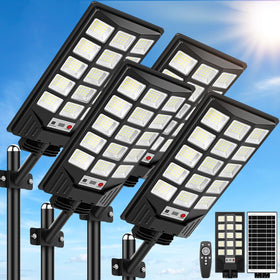 CNOIJUTS solar street light in packaging shows easy setup and cordless operation