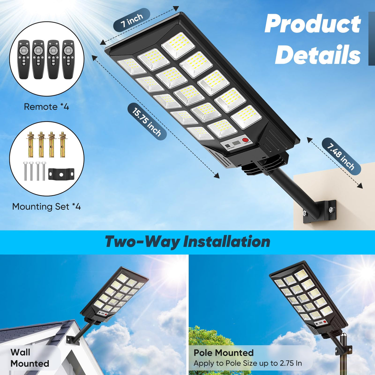 CNOIJUTS IP65 waterproof solar street light withstands rain and snow