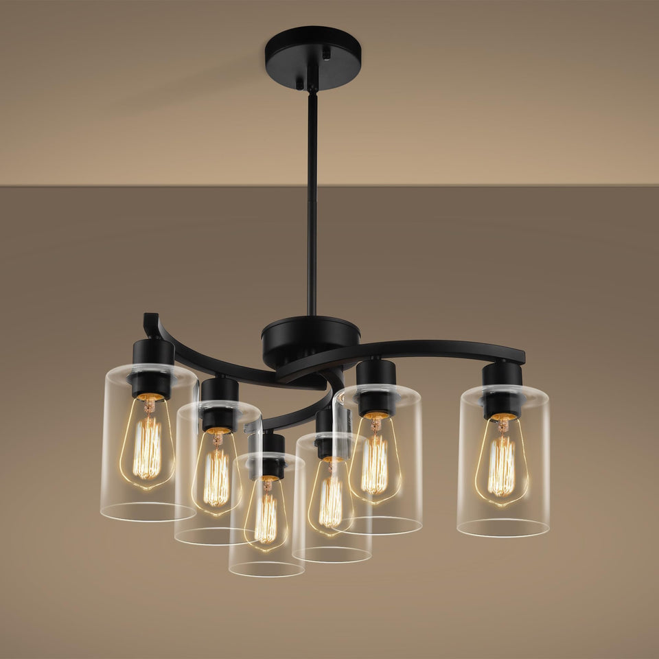 CNRATYE 6-light chandelier with dramatic arc for stylish dining
