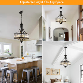 CNRATYE adjustable height round chandelier adapts to ceilings