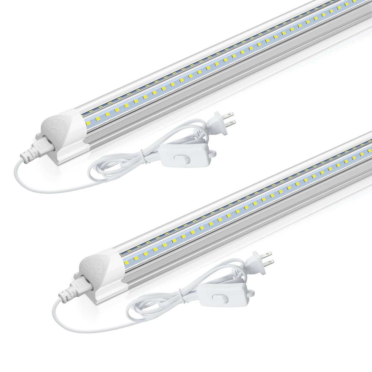 CNSUNWAY 2ft LED Shop Light in V-shape over a workbench for shadow-free brightness.