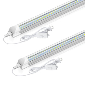 CNSUNWAY 2ft LED Shop Light in V-shape over a workbench for shadow-free brightness.