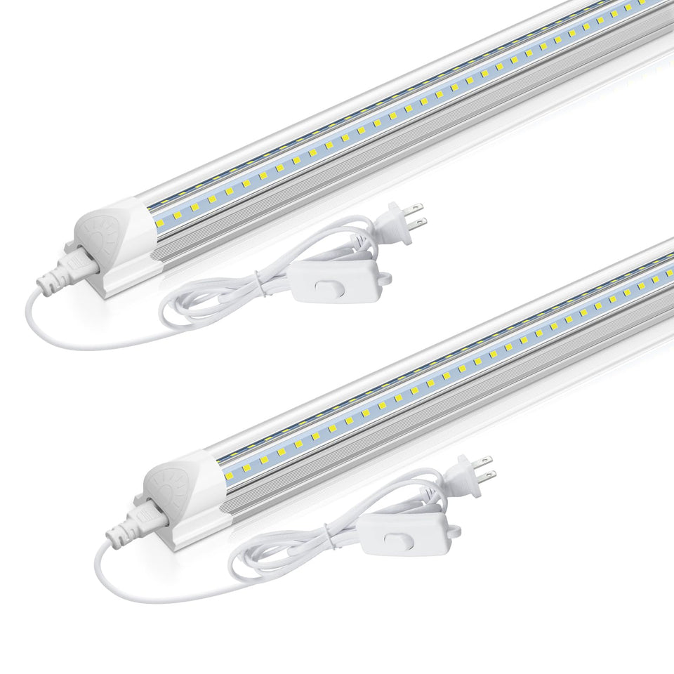 CNSUNWAY 2ft LED Shop Light in V-shape over a workbench for shadow-free brightness.