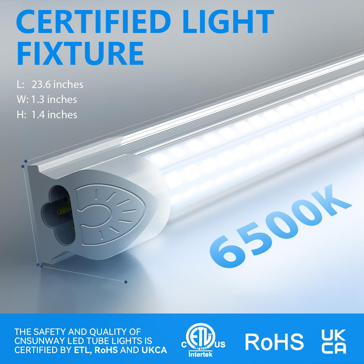 CNSUNWAY LED Shop Light aluminum body aids heat dissipation and longevity.