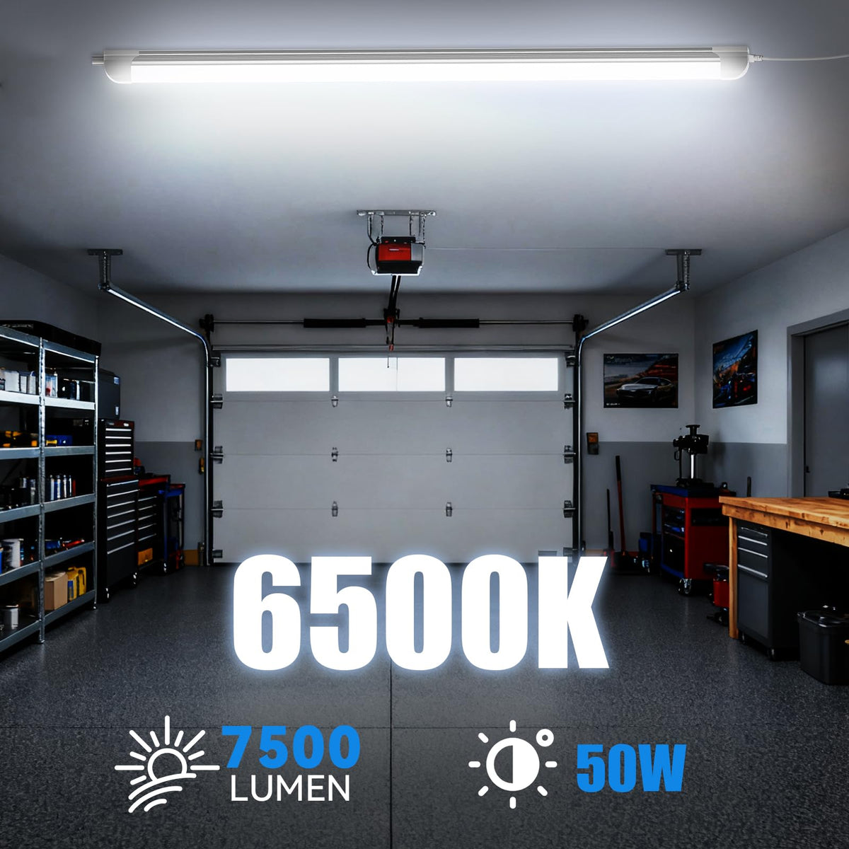 CNSUNWAY shop light installs easily on surfaces without wiring.