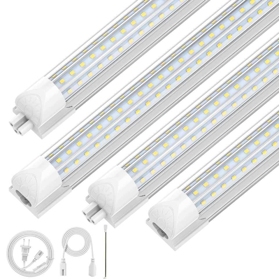 CNSUNWAY LED shop lights 4ft D-shape front view for bright garage illumination.