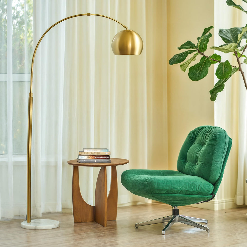 CO-Z 69-inch modern arc floor lamp with brushed gold finish for stylish living spaces.