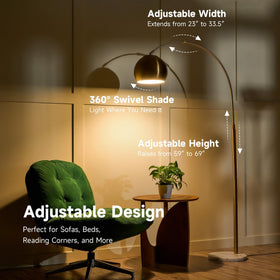CO-Z arc floor lamp with adjustable shade for precise lighting.