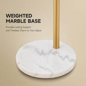 CO-Z brushed-gold arc lamp adds modern elegance.