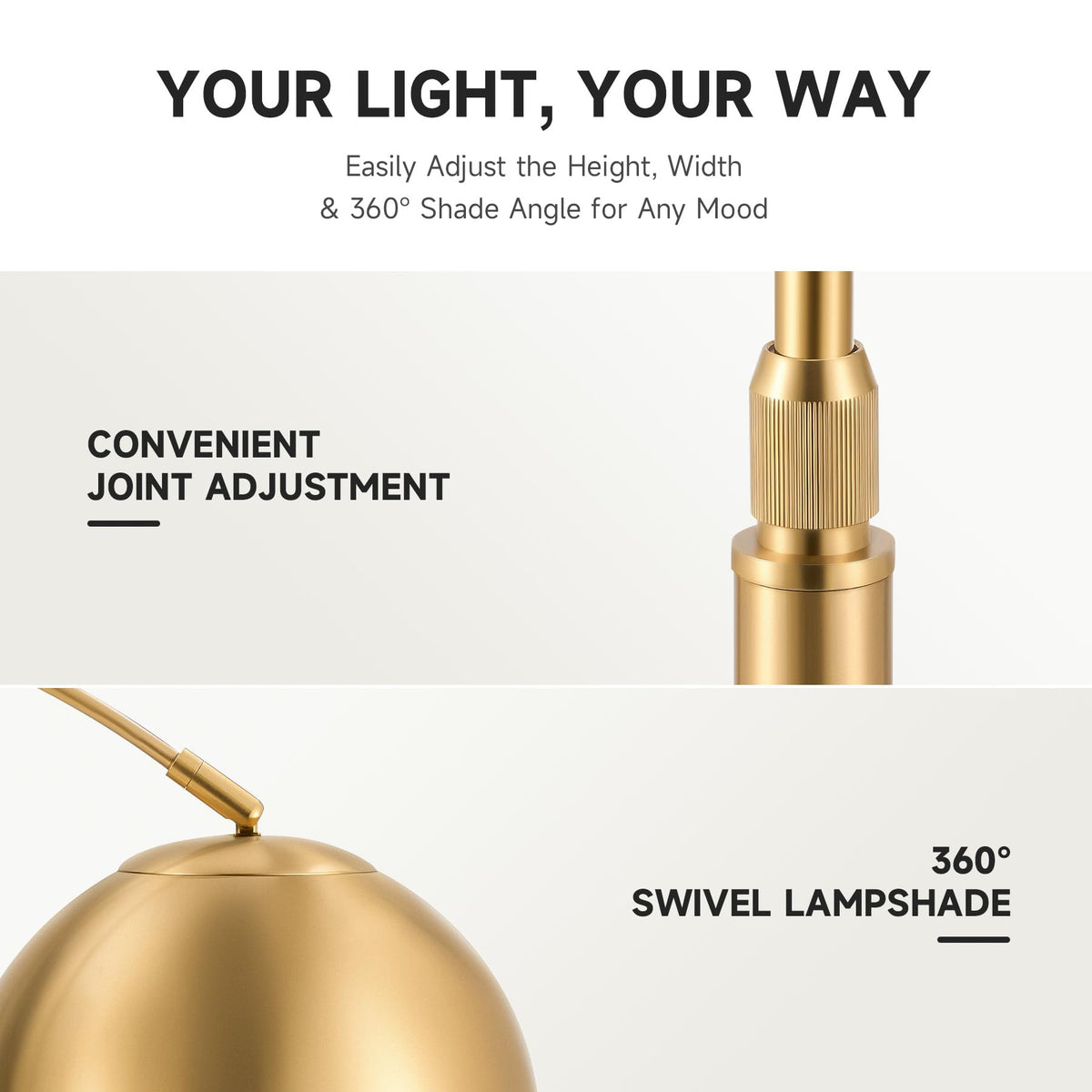 CO-Z contemporary arc lamp ideal for living rooms and reading.
