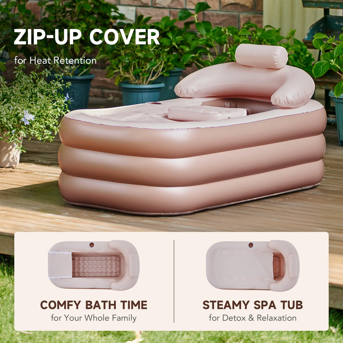 CO-Z tub with cup holder keeps beverages and devices within reach.