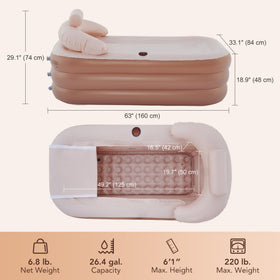 CO-Z tub with ergonomic backrest for comfortable lounging during a soak.