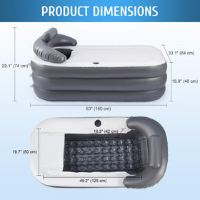 CO-Z inflatable pillow and ergonomic backrest provide cozy support during baths.
