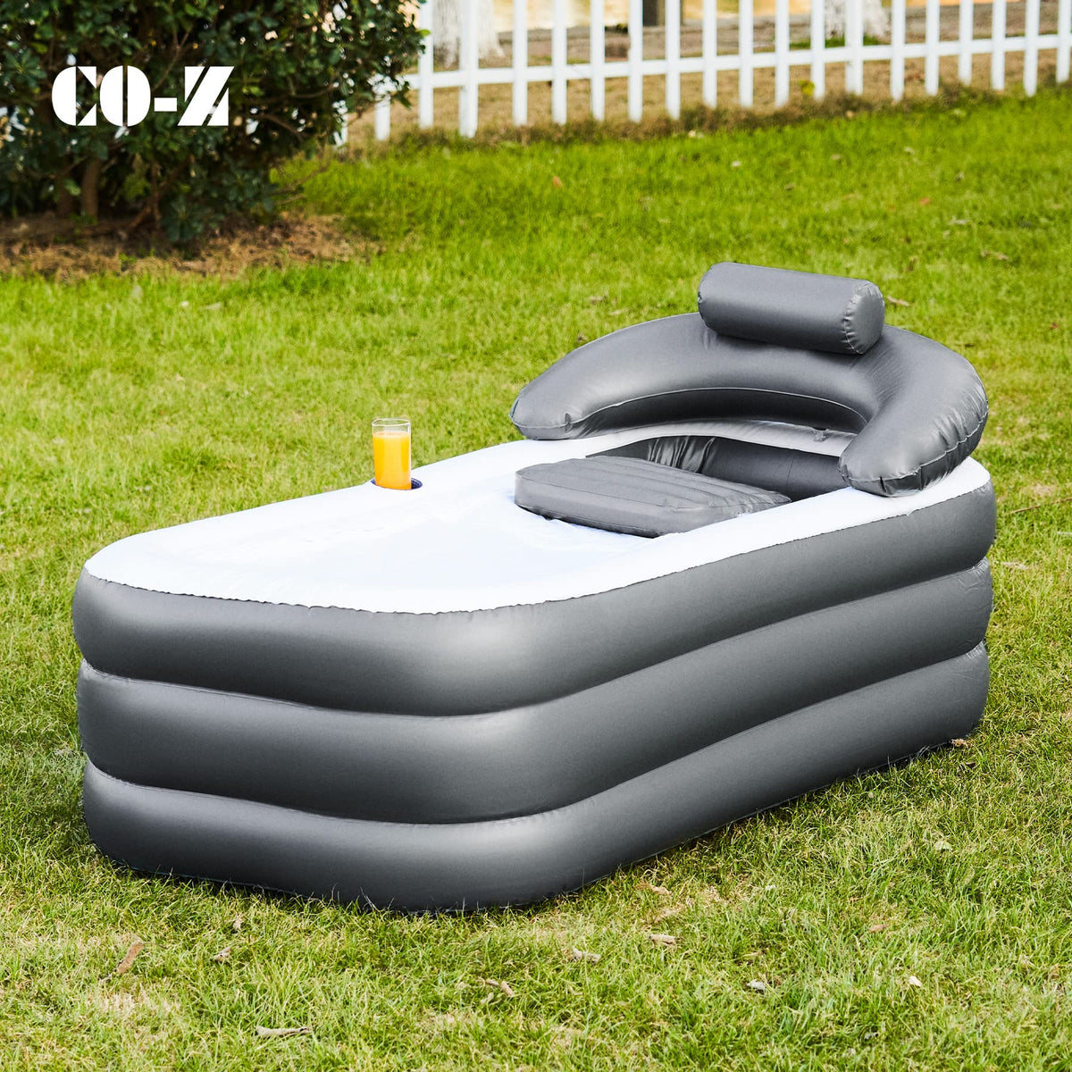 CO-Z portable foldable outdoor bathtub ready for compact storage after use.