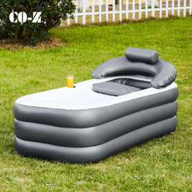 CO-Z portable foldable outdoor bathtub ready for compact storage after use.