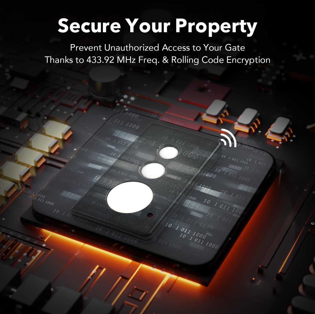 CO-Z WCR1 compact wireless remote for swing or sliding gates.