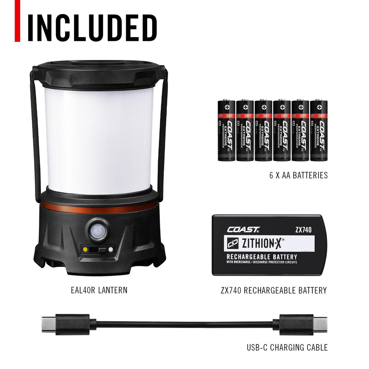 COAST EAL40R ZX740 battery recharge via USB-C port