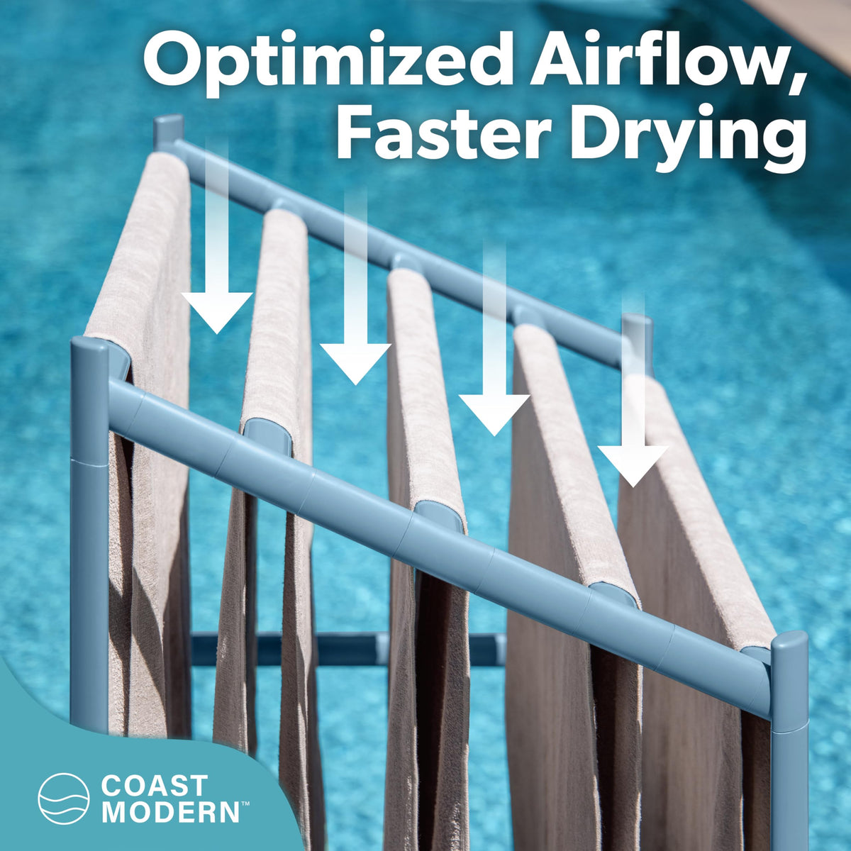 GoSports Coast Modern Pool Towel Rack outdoor-ready rust-proof durability.