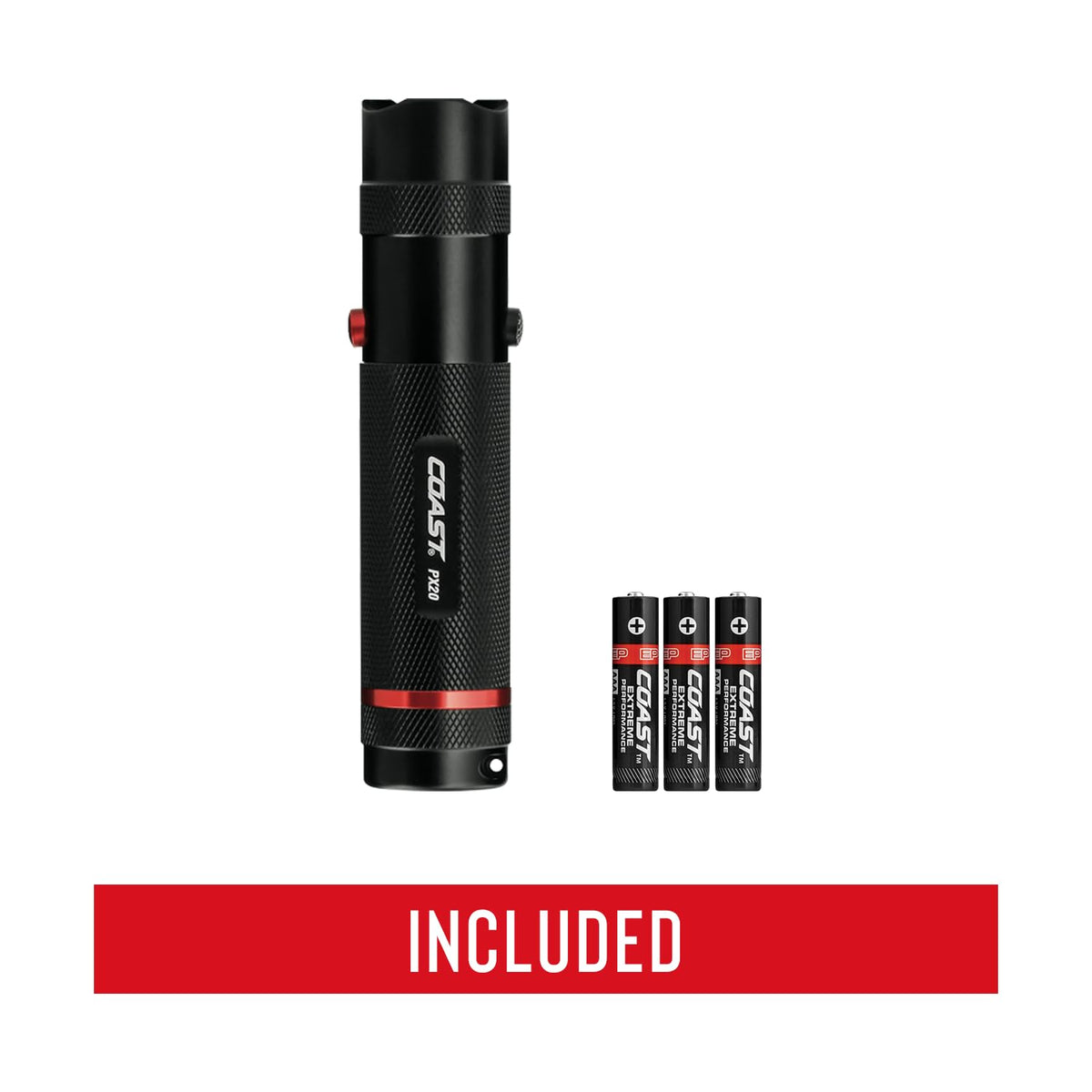 Coast PX20 compact dual-color control with separate switches for white and red LEDs.