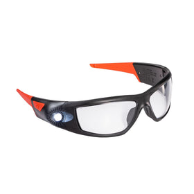 COAST SPG500 safety glasses close-up with built-in light for hands-free visibility