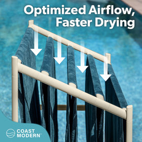 Coast Modern Pool Towel Rack keeping towels tidy and accessible by the pool