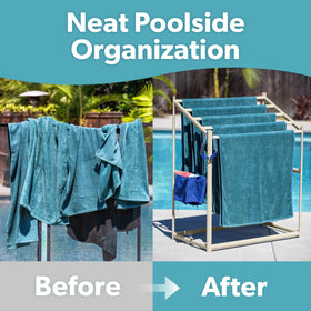 Coast Modern Pool Towel Rack with slip-resistant feet on a wet surface