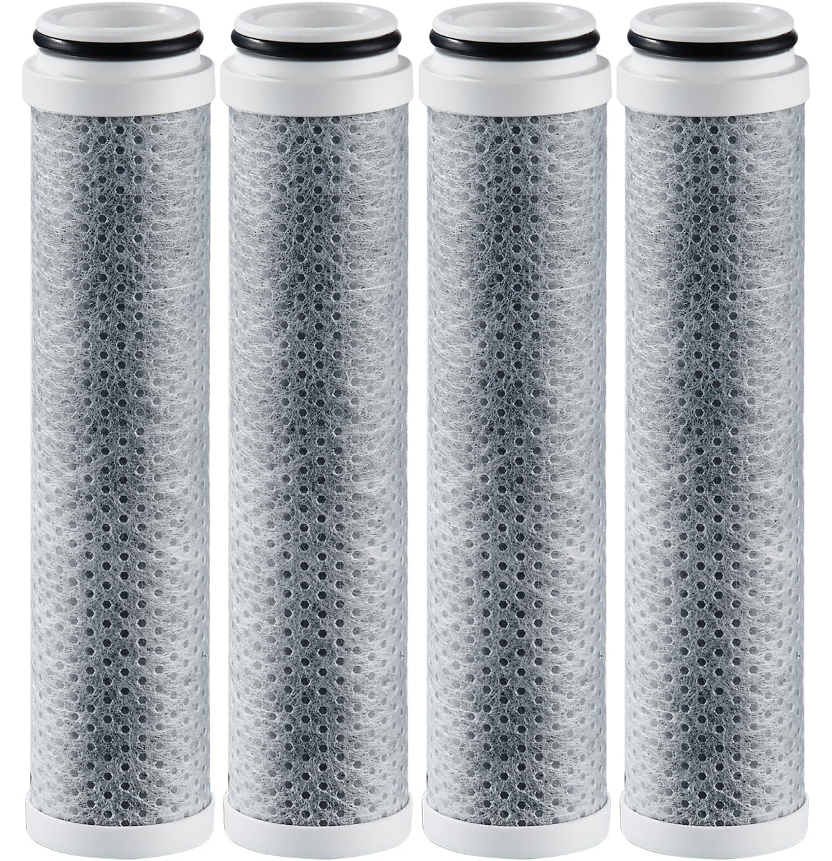 Cobbe 4-pack replacement filters for handheld shower head showing easy chlorine removal.
