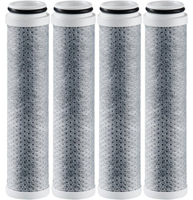 Cobbe 4-pack replacement filters for handheld shower head showing easy chlorine removal.