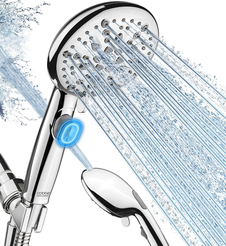 Cobbe 9-function shower head with pause mode for efficient lathering