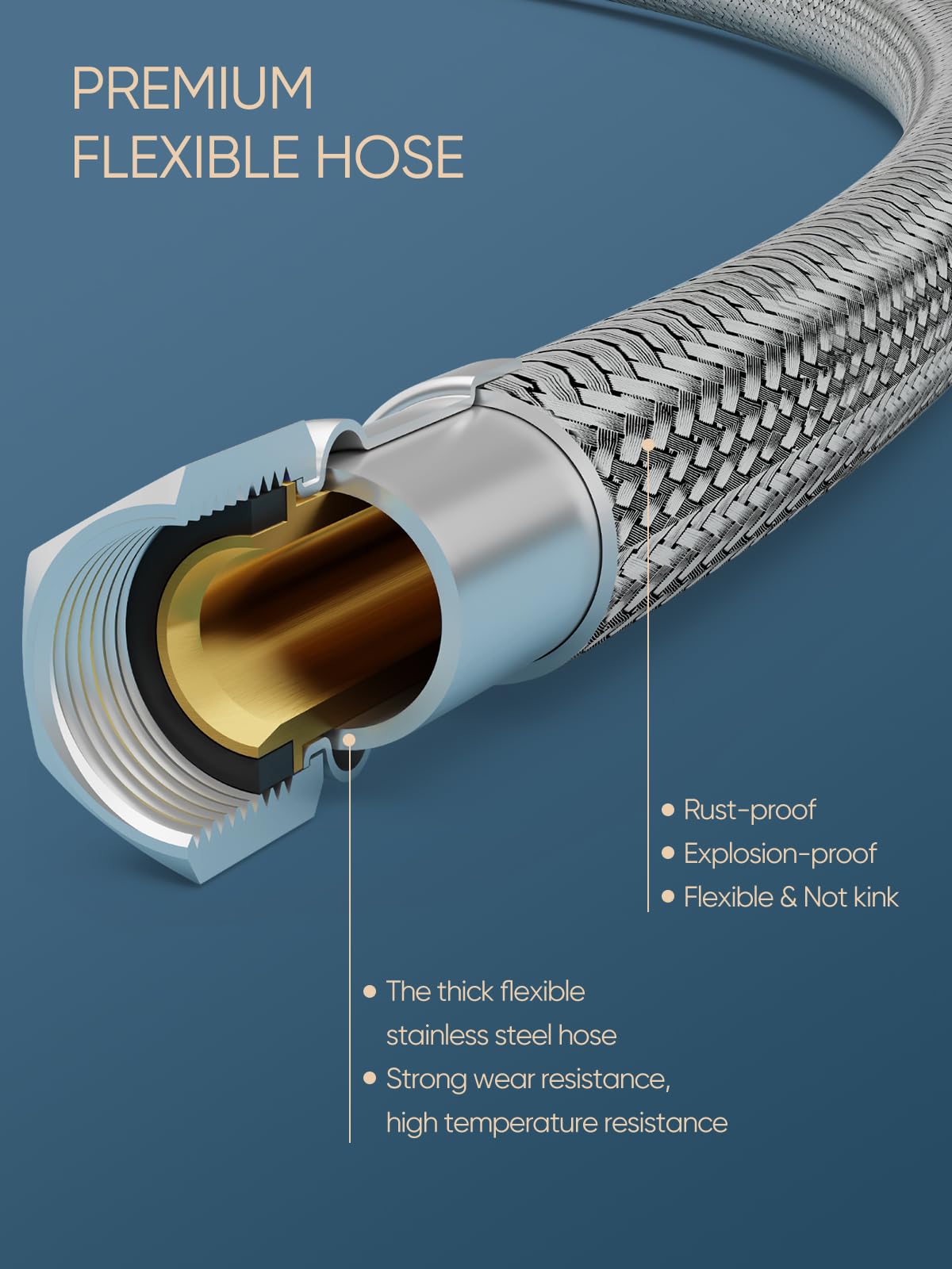 Cobbe braided supply hoses 23.6-inch offer high-temp resilience and leak protection.