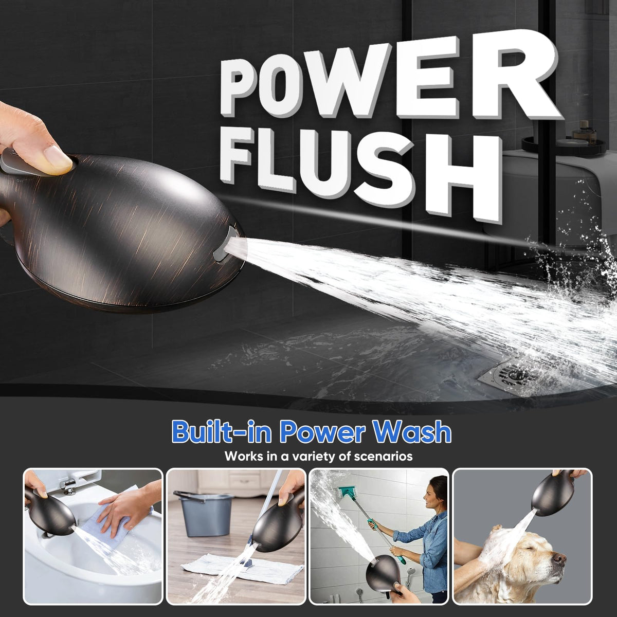 Cobbe brass swivel bracket rotates 360 degrees for hands-free rinsing.
