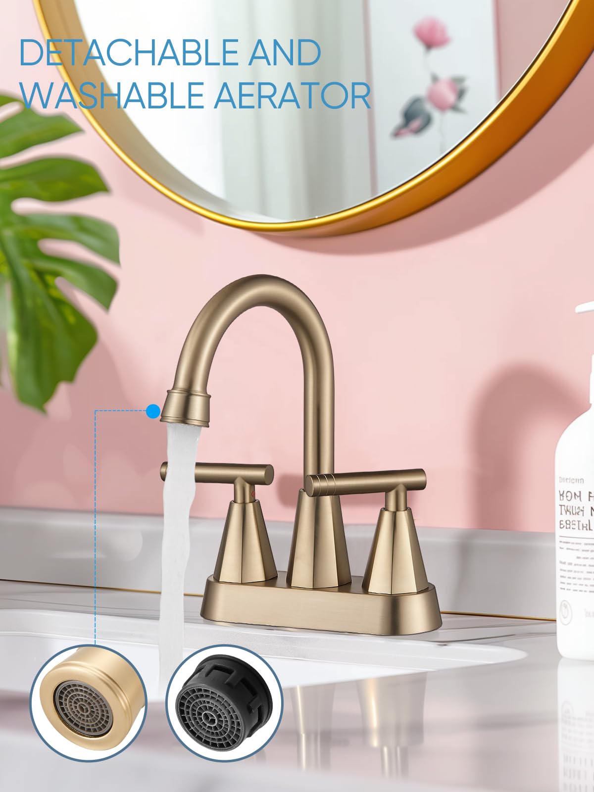 Cobbe brushed Gold faucet with braided supply lines and copper core
