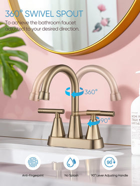 Cobbe brushed Gold faucet with dual levers for precise temperature control