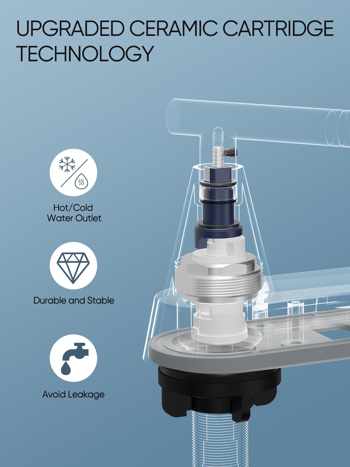 Cobbe faucet featuring dual-lever handles for precise hot and cold control.