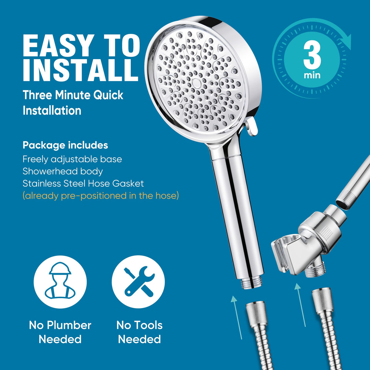Cobbe chrome-finish shower head adds sleek style to bath