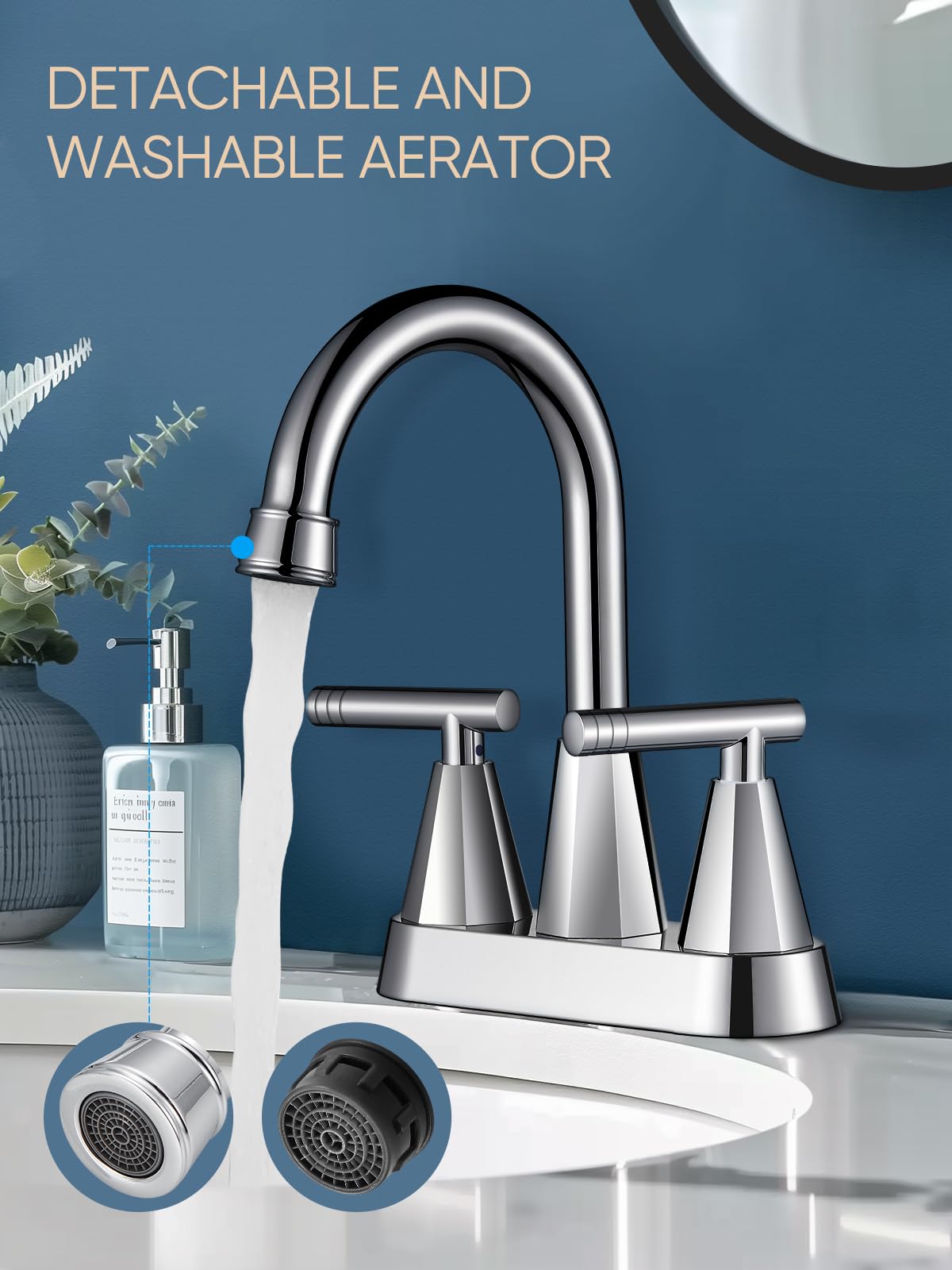 Cobbe chrome pop-up drain faucet close-up highlights neat, low-maintenance drainage.