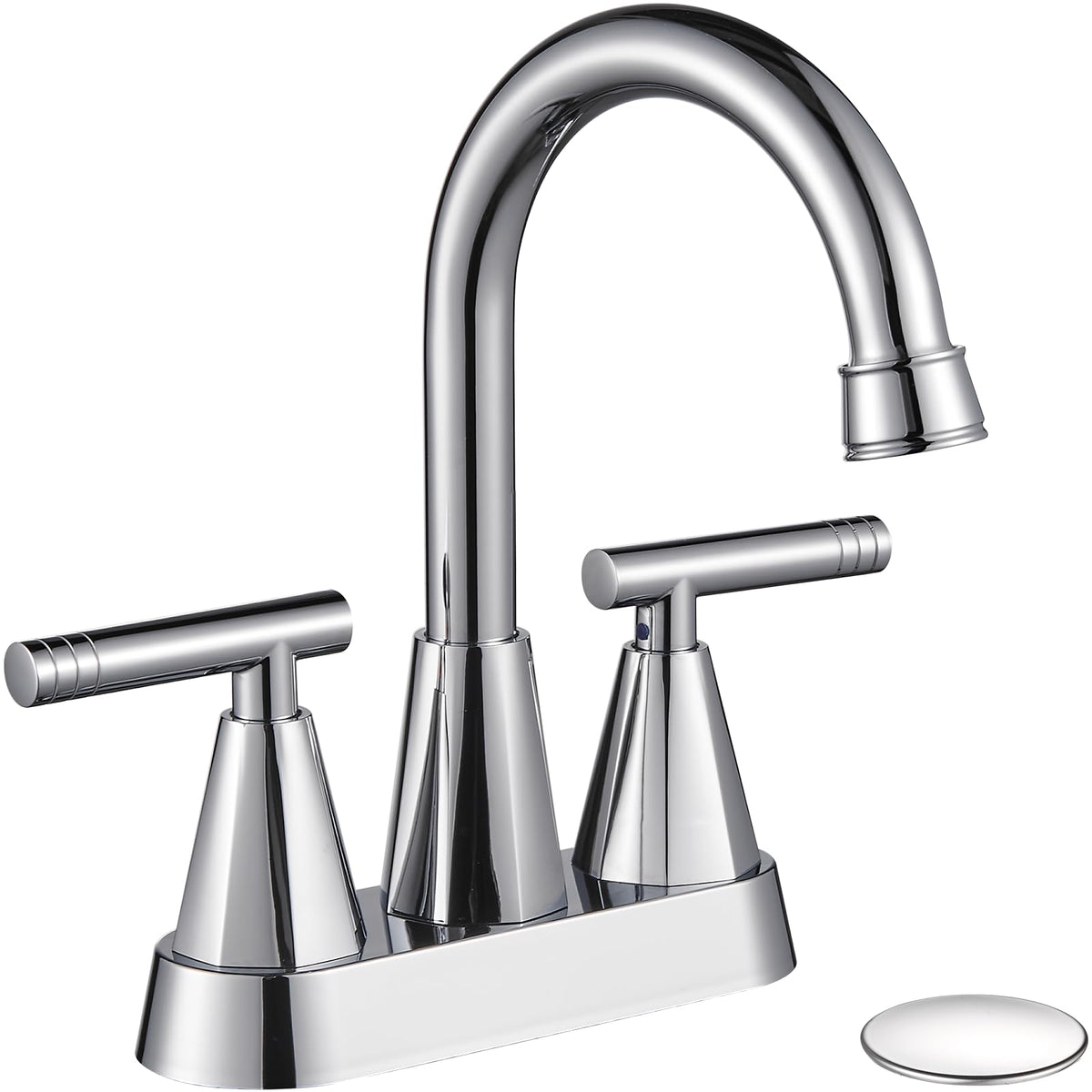 Cobbe chrome sink faucet full view with three-hole setup demonstrates modern bathroom upgrade potential.