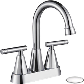 Cobbe chrome sink faucet full view with three-hole setup demonstrates modern bathroom upgrade potential.