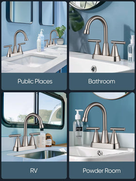 Cobbe faucet includes hardware and components for standard U.S. plumbing installation.