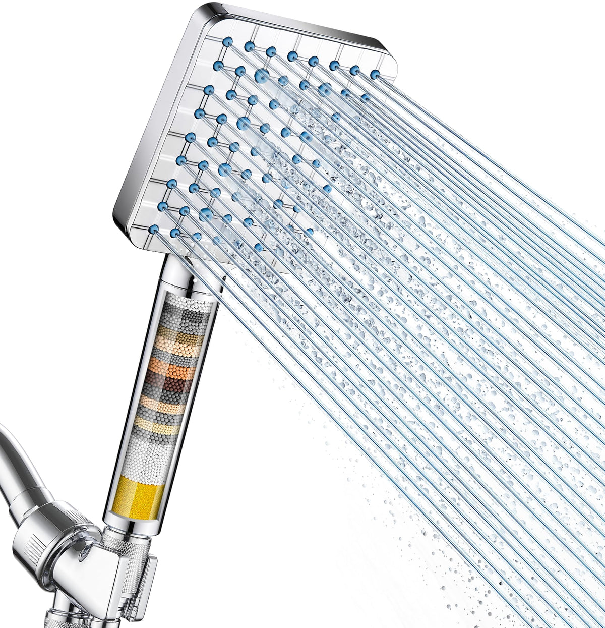 Cobbe filtered handheld shower head with filtration media for softer water