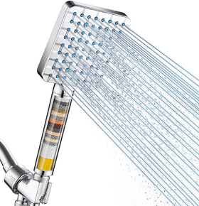 Cobbe filtered handheld shower head with filtration media for softer water