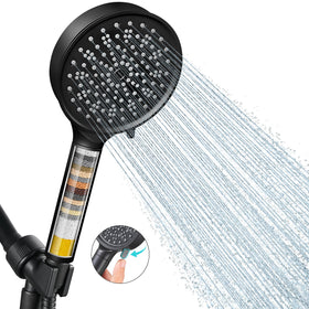 Cobbe filtered shower head handheld with six spray modes for versatile showers.