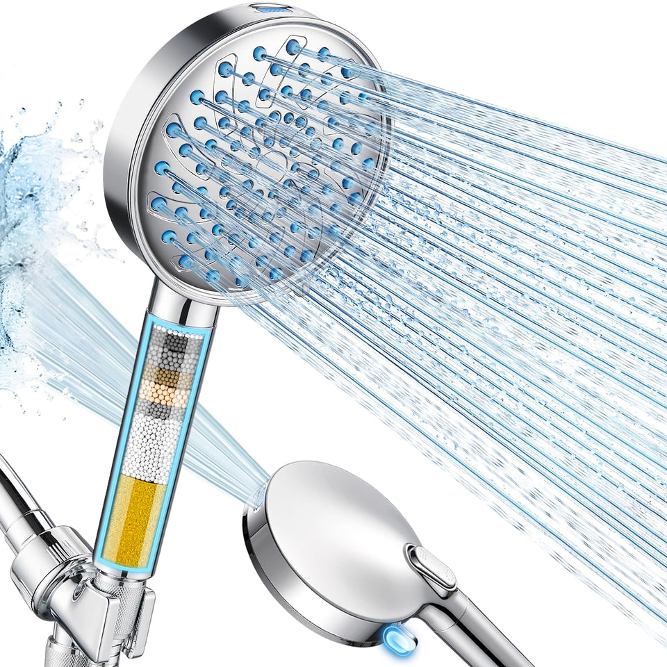 Cobbe filtered handheld shower head chrome front view showing durable design and softer water feel